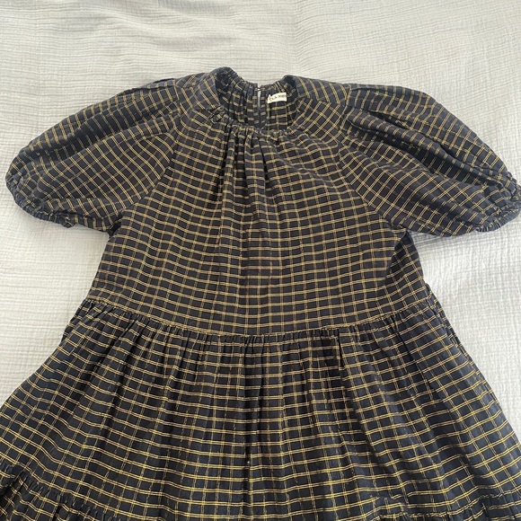 NWOT ULLA JOHNSON Midnight Navy Gold Dion Babydoll Dress 2 RARE - Picture 6 of 15